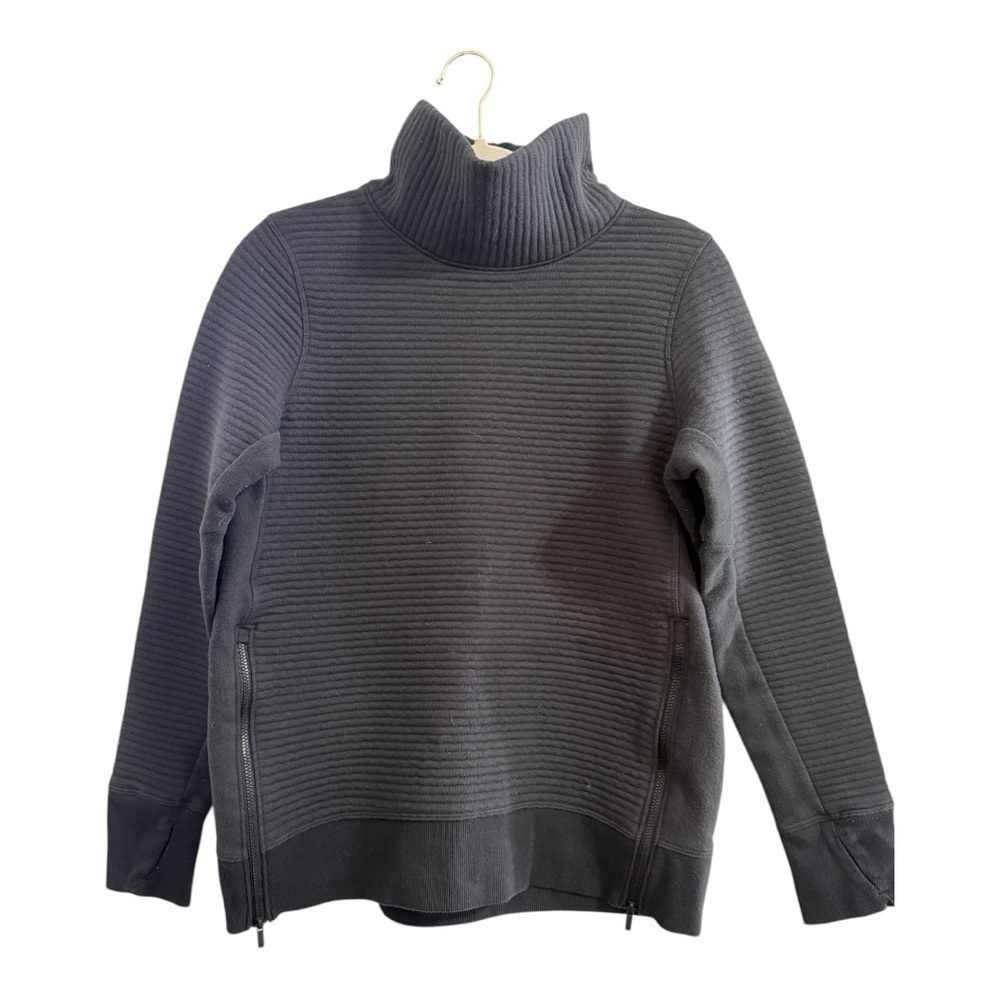 All in Motion Target Ribbed Mockneck Zipper Black Pullover Sweatshirt Size Small